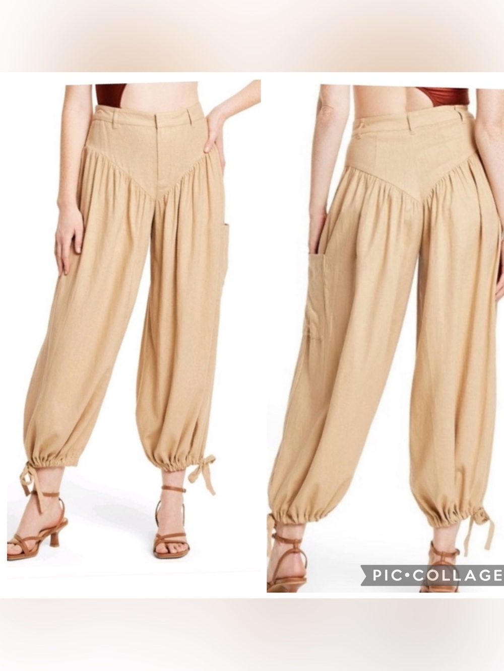 Fe Noel x Target Yoke Linen Relaxed High-Waist Balloon Barrel Parachute Beige